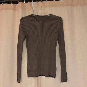 J.McLaughlin Annette Striped Ribbed Knit Long Sleeve Sweater with Button Cuffs